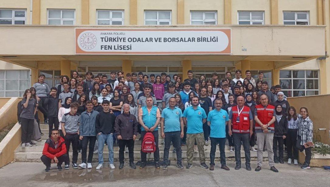  Polatlı TOBB Fen Lisesi ve Polatlı Gevher Nesibe Mesleki Teknik Anadolu Lisesi Öğrencilerine  Afet Farkındalık Eğitimi Düzenlendi